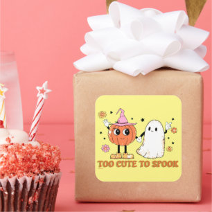 TOO CUTE TO SPOOK funny cute ghost halloween       Square Sticker