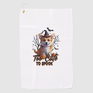 Too Cute To Spook Funny Halloween Dog Corgi T shir Golf Towel