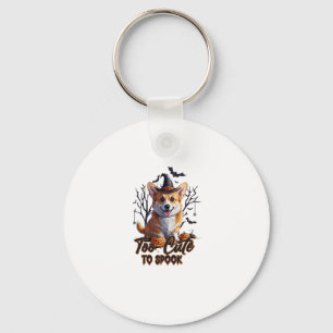 Too Cute To Spook Funny Halloween Dog Corgi T shir Keychain