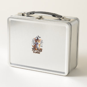 Too Cute To Spook Funny Halloween Dog Corgi T shir Metal Lunch Box