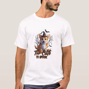 Too Cute To Spook Funny Halloween Dog Corgi T shir T-Shirt