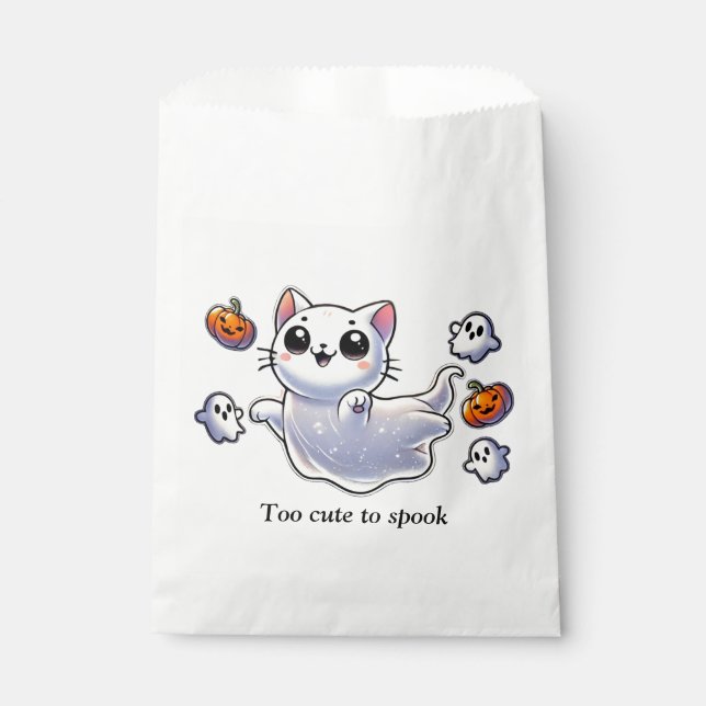 Too cute to spook ghost cat favour bag (Front)