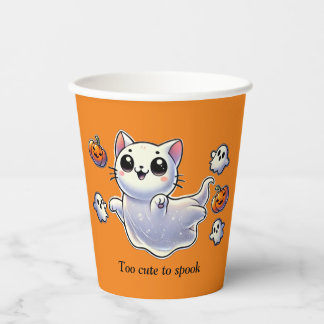 Too cute to spook ghost cat paper cups