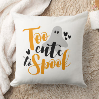 Too Cute To Spook Ghost Halloween Funny Hoodie Throw Pillow