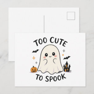 Too Cute To Spook Ghost Halloween Illustration Postcard
