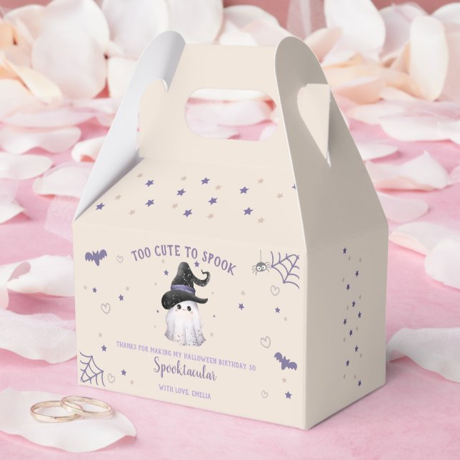 Too Cute to Spook Halloween 1st Birthday Cream Favor Box (Wedding)