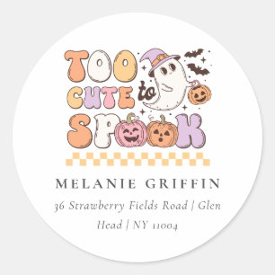 Too Cute To Spook Halloween Cute Ghost Address Classic Round Sticker