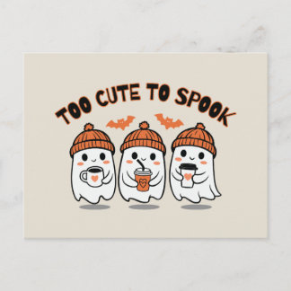 Too Cute to Spook - Halloween Ghosts with Coffee Postcard