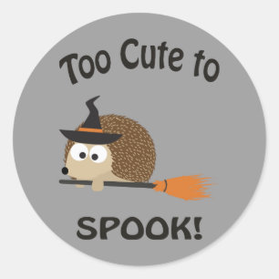 Too Cute To Spook! Hedgehog Witch Classic Round Sticker