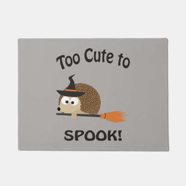 Too Cute to Spook Hedgehog Witch Doormat (Front)