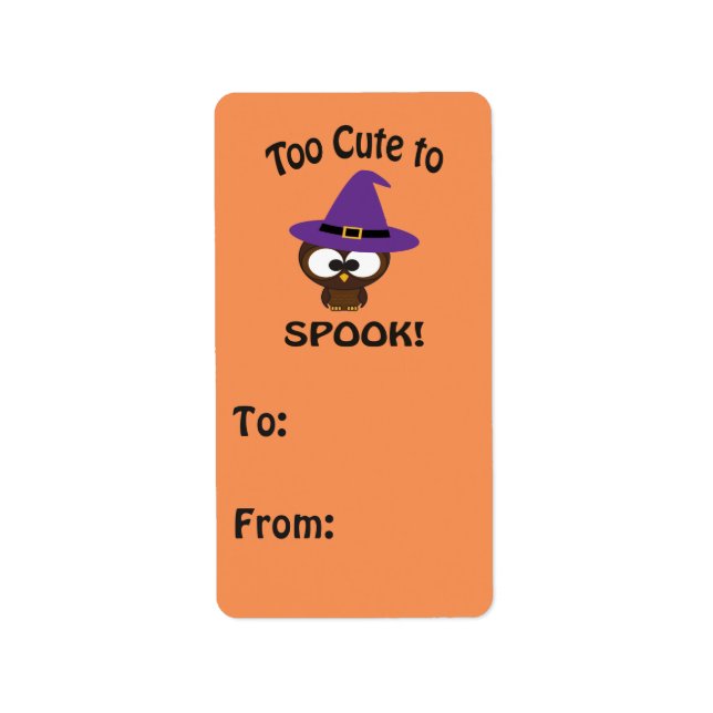 Too Cute to Spook Owl Label (Front)