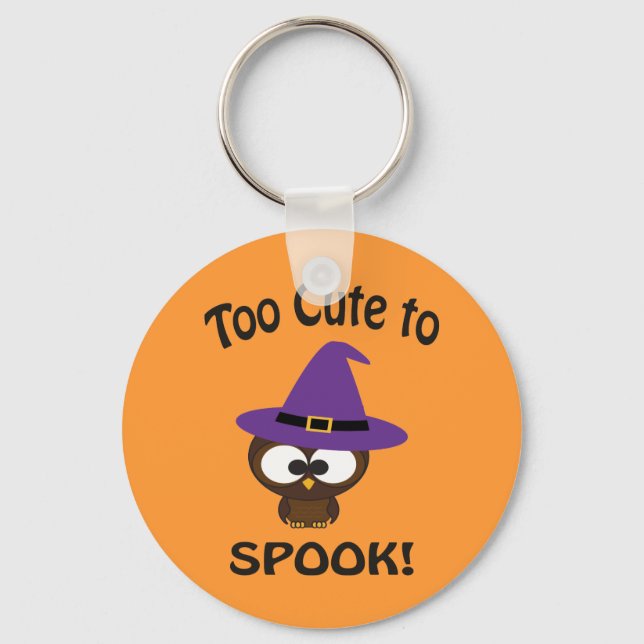 Too Cute to Spook! Owl Witch Keychain (Front)