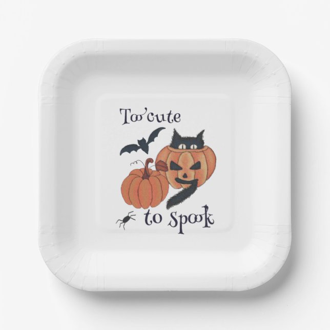 Too cute to spook paper plate (Front)