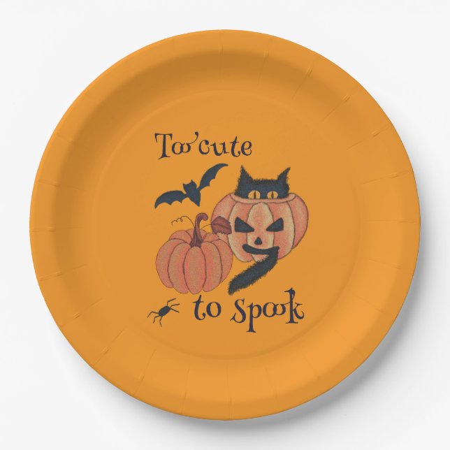 Too cute to spook paper plate (Front)