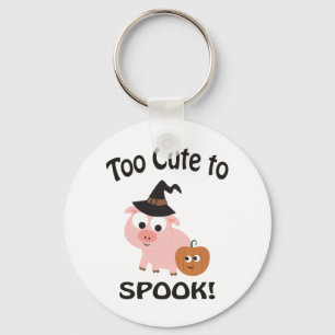 Too Cute to Spook! Pig Witch Keychain