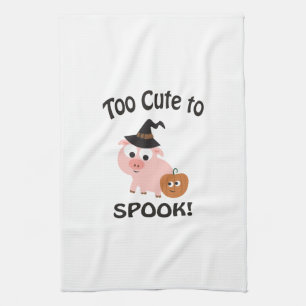 Too Cute to Spook! Pig Witch Kitchen Towel