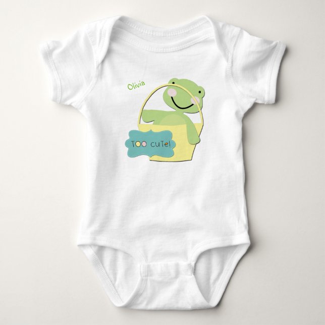 Too Cute Turtle Personalized Baby Bodysuit (Front)