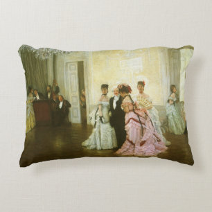 Too Early by James Tissot, Vintage Victorian Art Accent Pillow