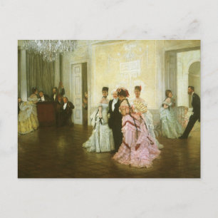 Too Early by James Tissot, Vintage Victorian Art Postcard