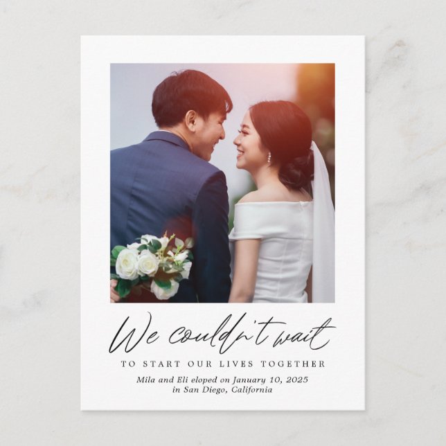 Too Excited Editable Colour Wedding Announcement Postcard (Front)