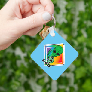 Too Gay For Earth Funny Alien UFO  Keychain