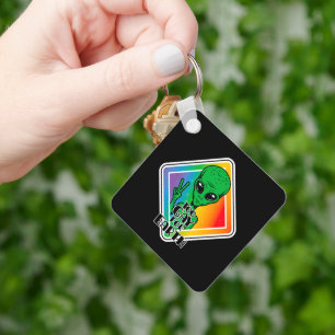 Too Gay For Earth Funny Alien UFO  Keychain
