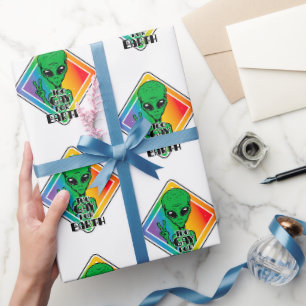 Too Gay For Earth Funny Alien UFO  Wrapping Paper