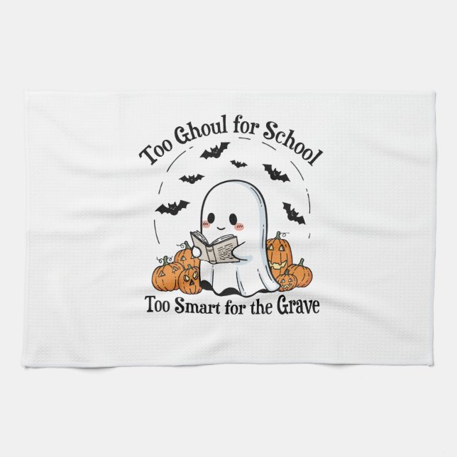 Too Ghoul for School Halloween Kitchen Towel (Horizontal)