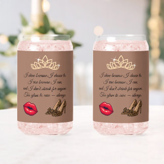 Too Glam To Care – Chic Quote Drinkware Set Can Glass