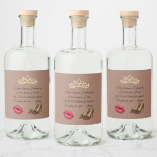 Too Glam To Care – Chic Quote Liquor Bottle Label