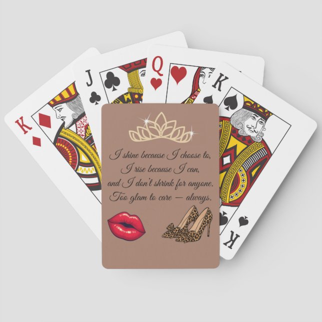 Too Glam To Care – Chic Quote  Playing Cards (Back)