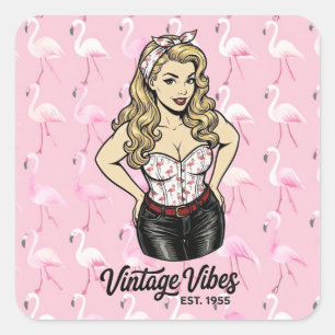 Too Glam to Give a Flock 🦩 Square Sticker