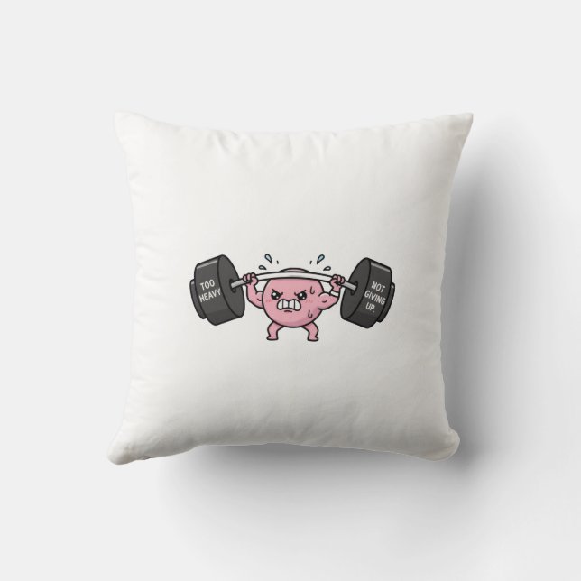 "Too Heavy, Not Giving Up" Throw Pillow (Back)