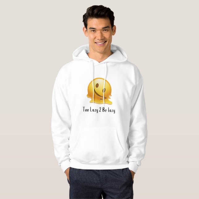  Too Lazy 2 Be Lazy – Funny Lazy Emoji Men's  Hoodie (Front Full)