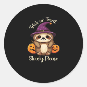 Too Lazy to be Scary Cute Halloween Sloth Classic  Classic Round Sticker