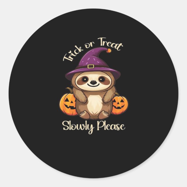 Too Lazy to be Scary Cute Halloween Sloth Classic  Classic Round Sticker (Front)
