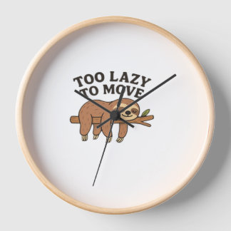 Too Lazy To Move – Cute Retro Cartoon Sloth Design Clock