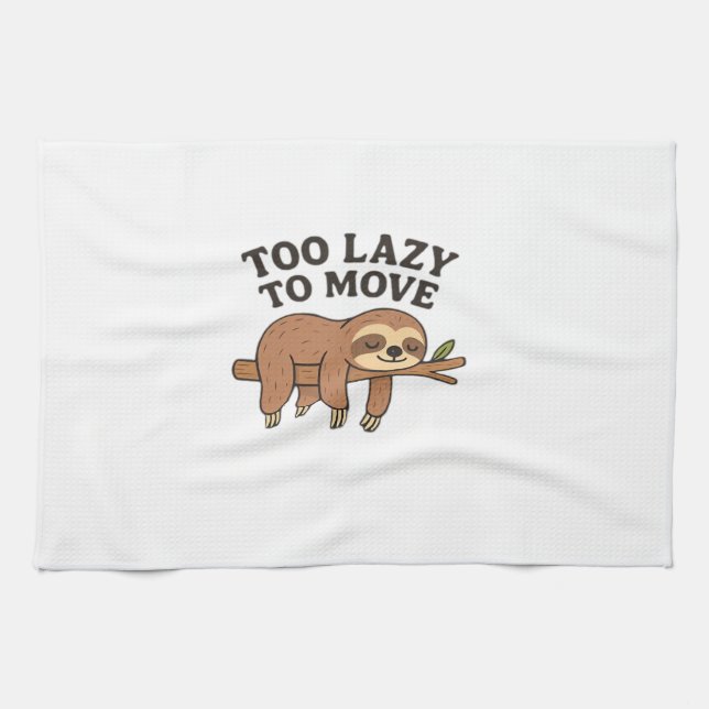 Too Lazy To Move � Cute Retro Cartoon Sloth Design Kitchen Towel (Horizontal)