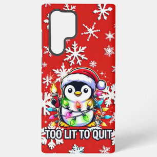 Too Lit to Quit Christmas Penguin Samsung Galaxy Case