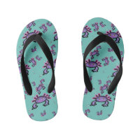 Too many axolotls kid's flip flops