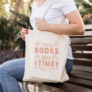 Too Many Books Editable Colour Personalized Tote Bag