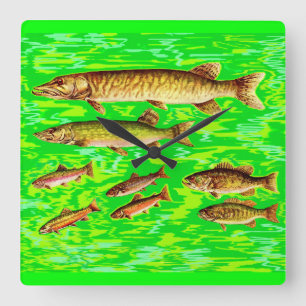 too many fish in the sea square wall clock