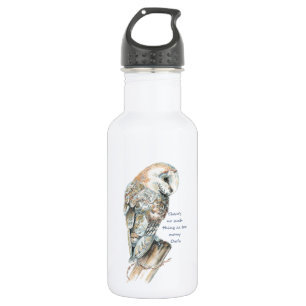 Too many Owls Fun Quote Barn Owl Art 532 Ml Water Bottle