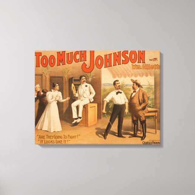 "Too much Johnson" - Two Men Fighting Theatre Canvas Print (Front)