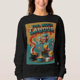 Too Much Labour - Retro Feminist Satire Art Hoodie