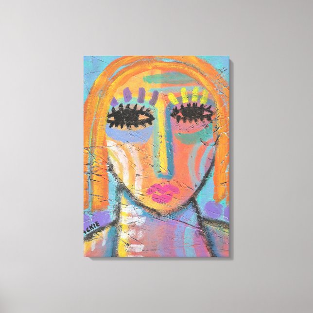 Too Much to Do Abstract Painting on OSB Board Canvas Print (Front)