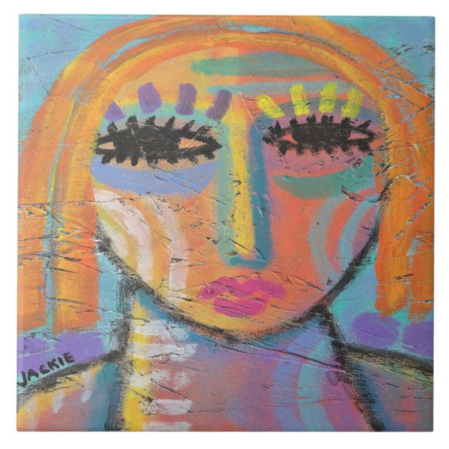 Too Much to Do Abstract Painting on OSB Board Tile (Front)