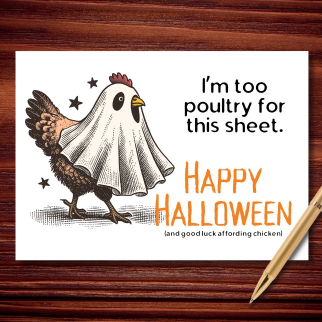 Too Poultry for This Sheet Funny Chicken Halloween Card (Creator Uploaded)