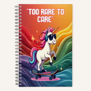 Too Rare to Care - Cool Unicorn Spiral Notebook