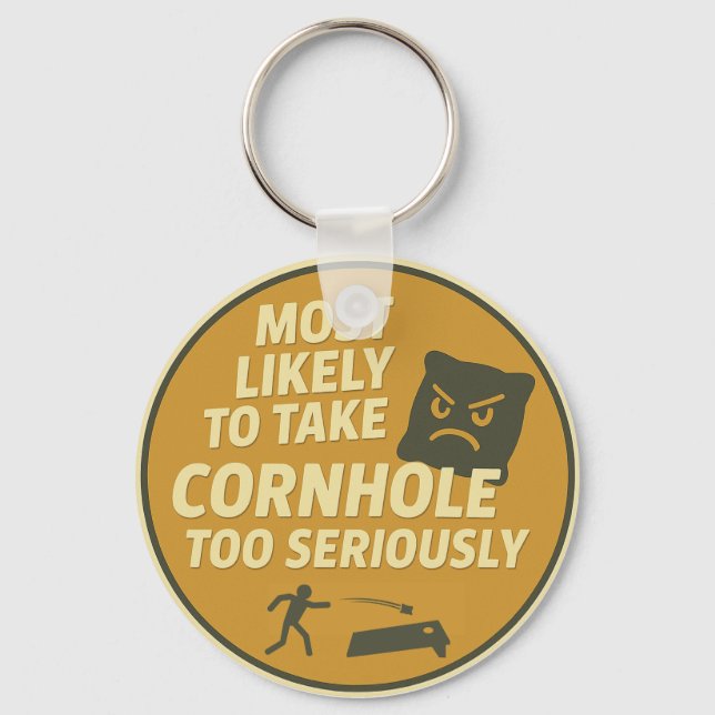 Too Serious Cornhole Fun Keychain (Front)